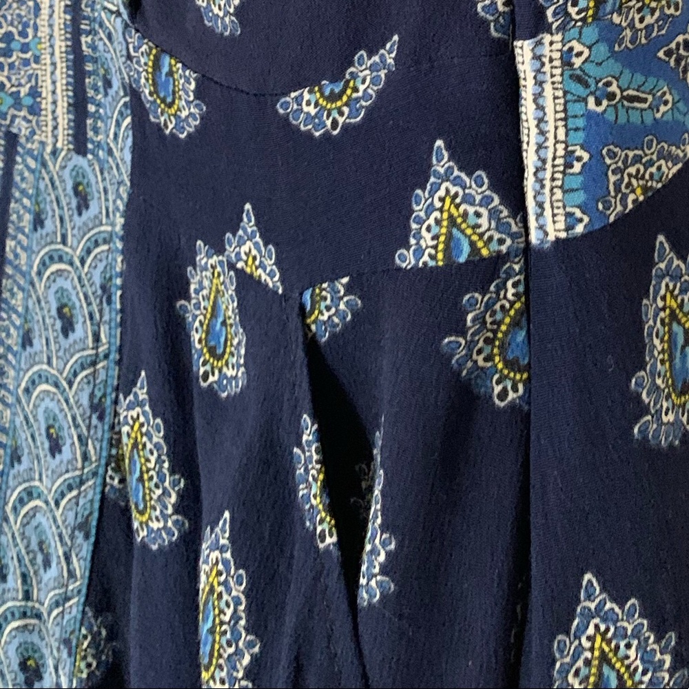 Anthropologie Blue Patterned Wrap Dress - Picture 11 of 12